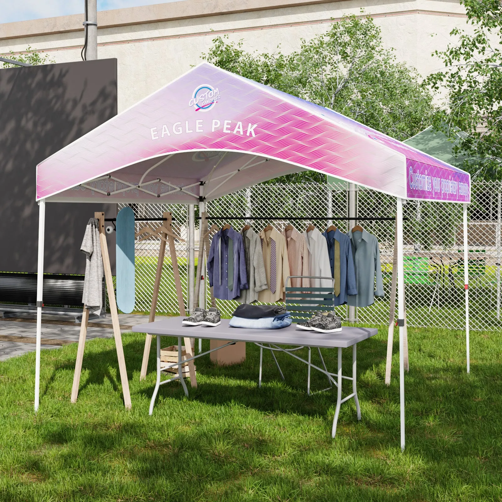 10x10 Custom Commercial Canopy with Gable Roof, Pop Up Custom Canopy Tent with Logo