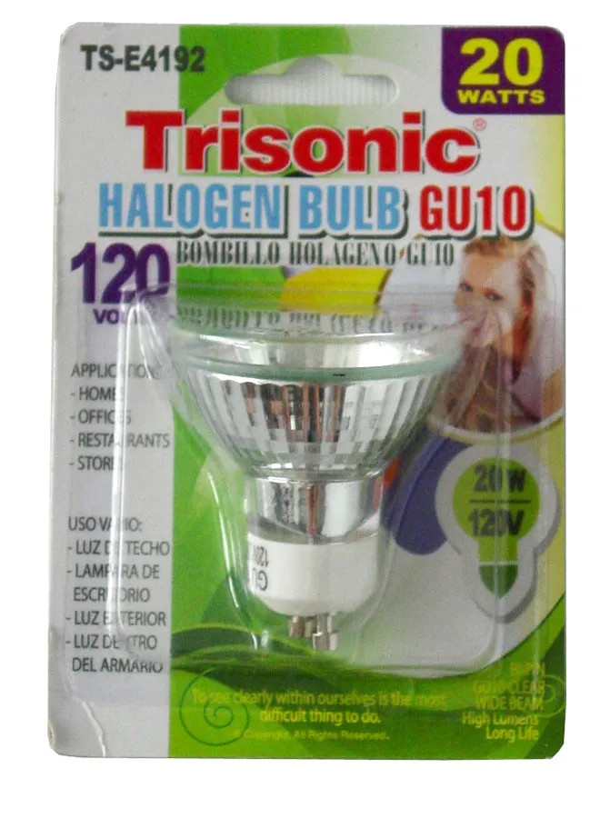 12 Bulbs 20 Watts Halogen Light Bulb GU10 120 Volt Bi Pin Bright Bulbs Base Home
