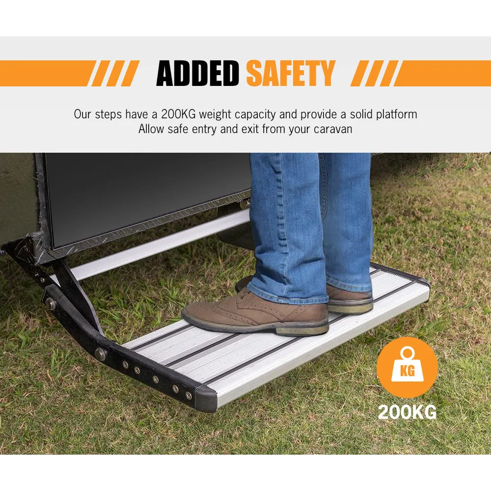 200KG Heavy Duty Caravan Step | Folding Pull-Out Portable | RV Camper Trailer Tools