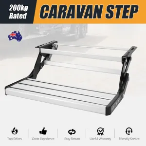 200KG Heavy Duty Caravan Step | Folding Pull-Out Portable | RV Camper Trailer Tools