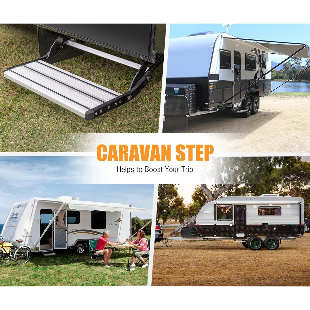 200KG Heavy Duty Caravan Step | Folding Pull-Out Portable | RV Camper Trailer Tools