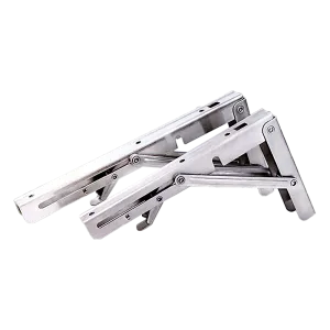 2x 10" Stainless Steel Folding Table Bracket Shelf | 50kg Load | Heavy Duty