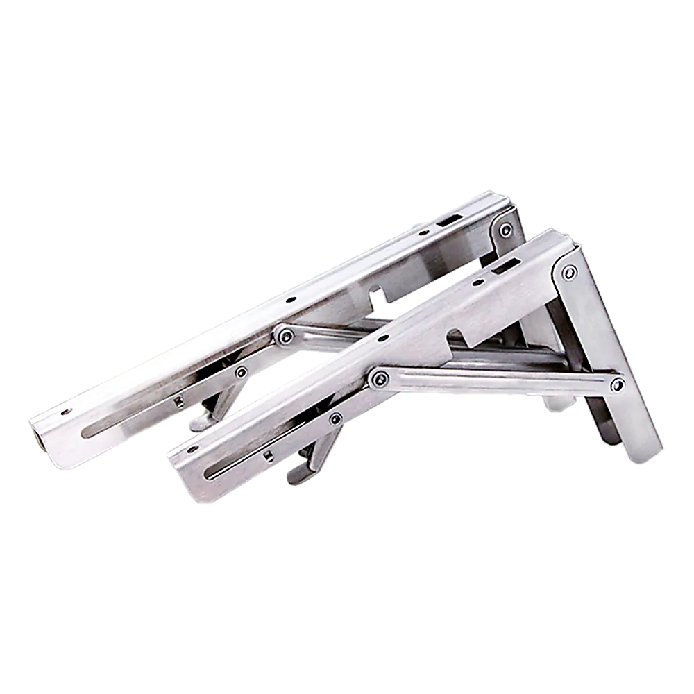 2x 10" Stainless Steel Folding Table Bracket Shelf | 50kg Load | Heavy Duty
