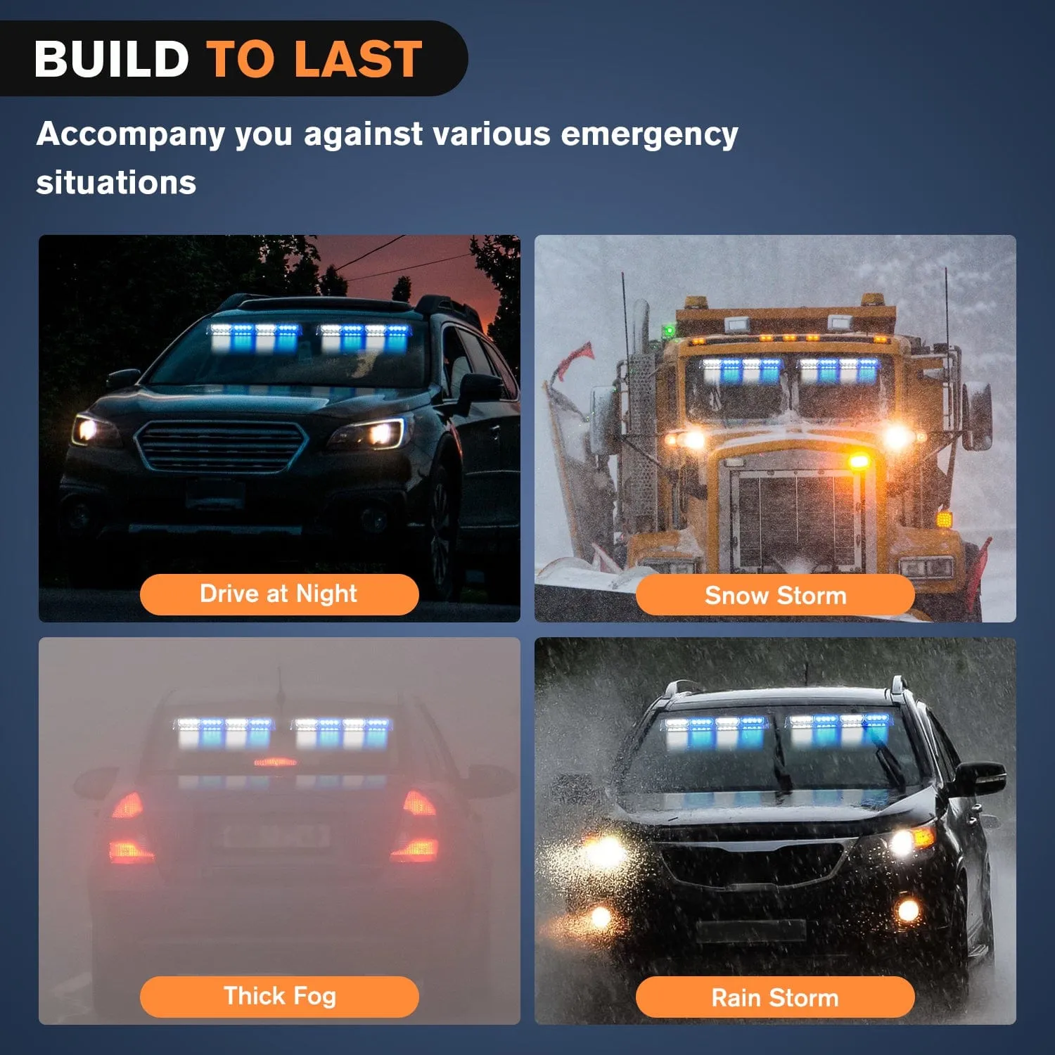 32LED Blue White Emergency Dash Strobe Lights with Controller Suction Cups