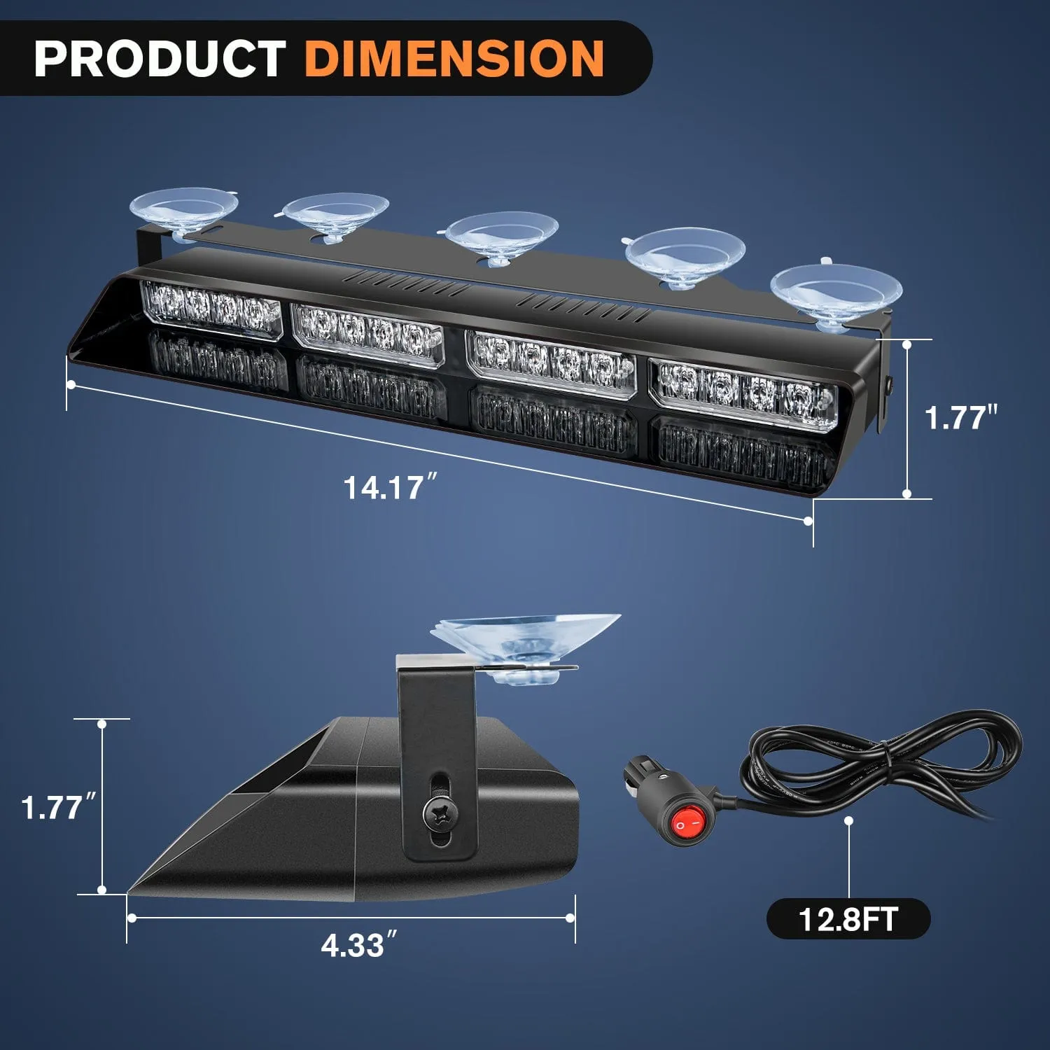32LED Green White Emergency Dash Strobe Lights with Controller Suction Cups