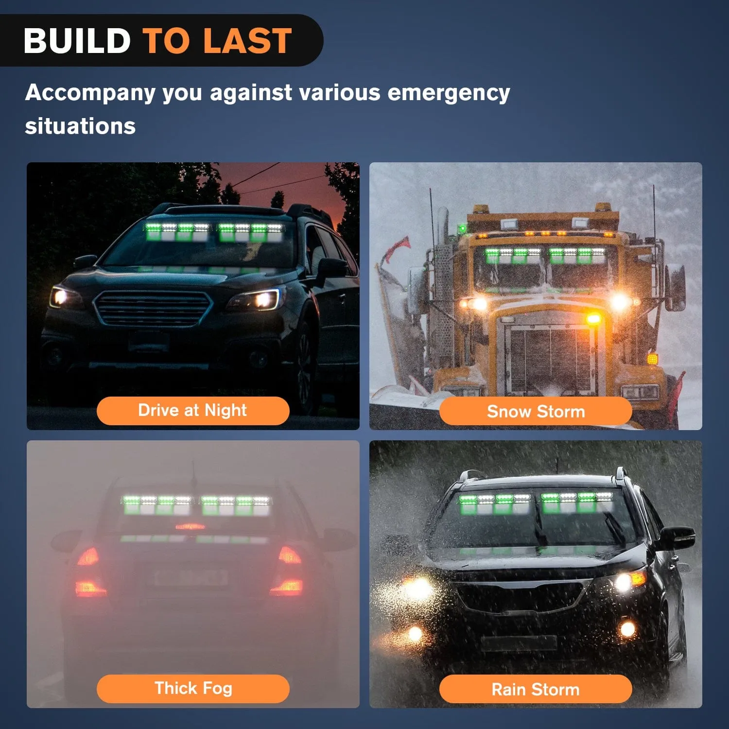 32LED Green White Emergency Dash Strobe Lights with Controller Suction Cups