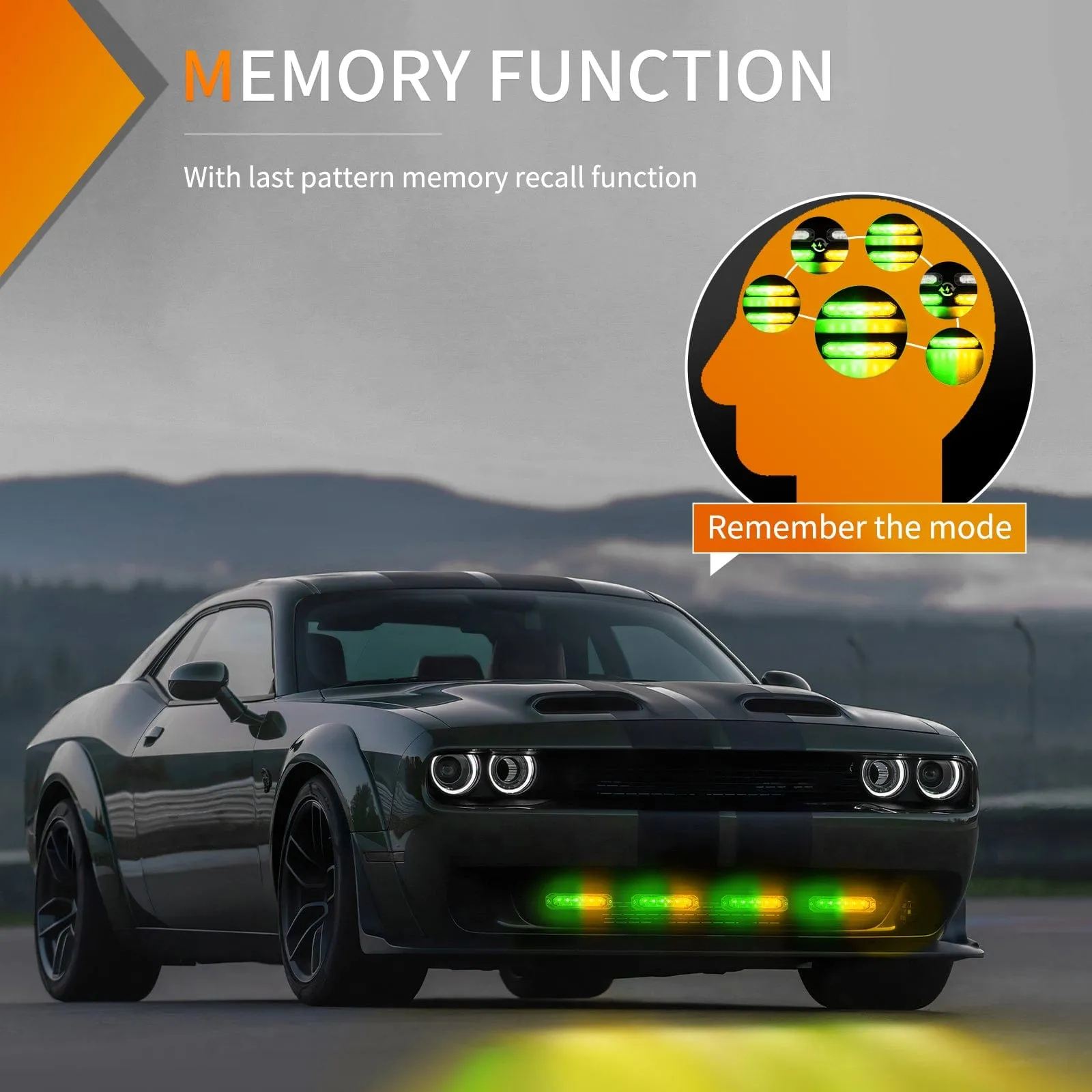 6LED Amber Green Surface Mount Flashing Emergency Strobe lights 4 PCS