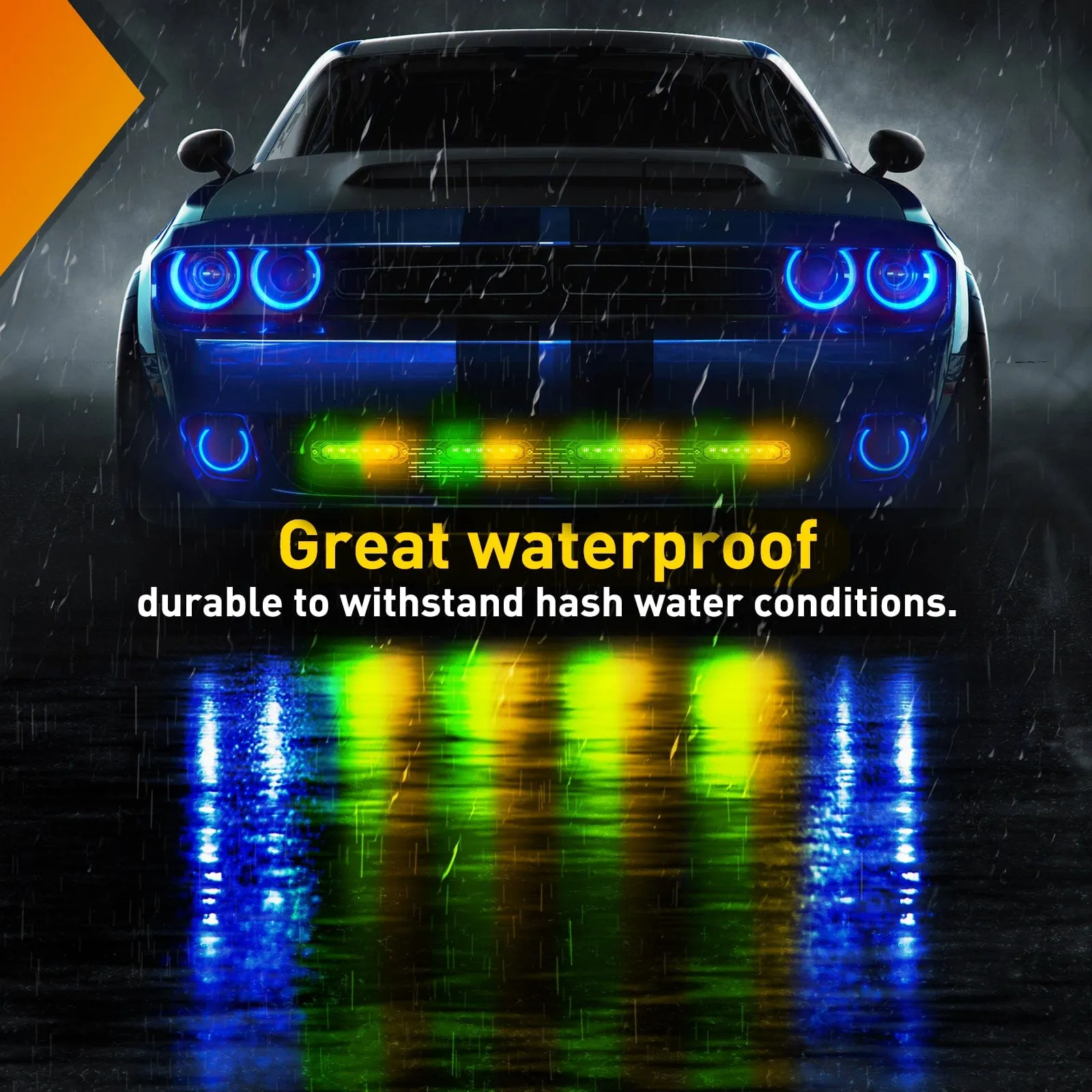6LED Amber Green Surface Mount Flashing Emergency Strobe lights 4 PCS