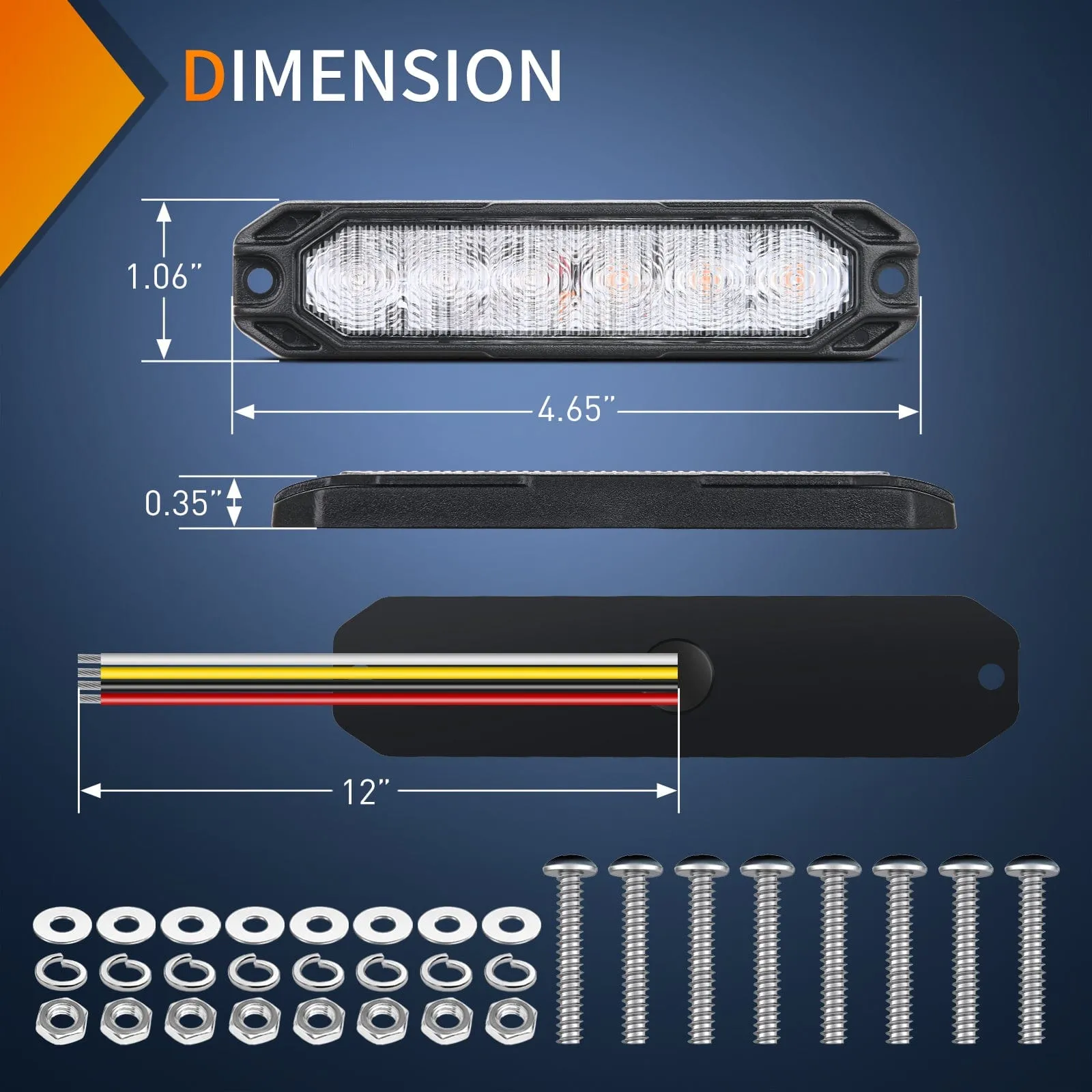 6LED Amber Green Surface Mount Flashing Emergency Strobe lights 4 PCS