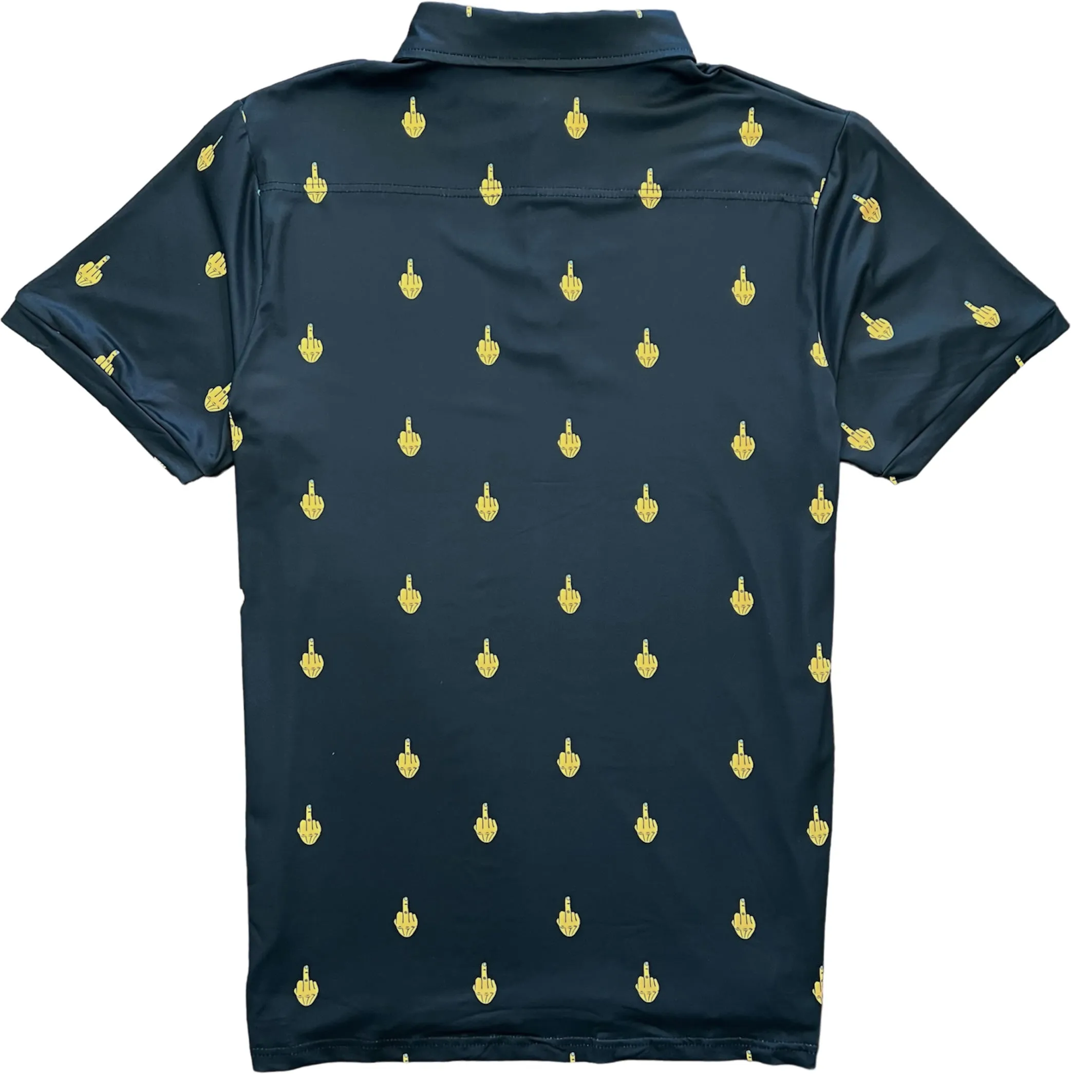 Black Middle Finger Men's Short Sleeve Polo Golf Shirt