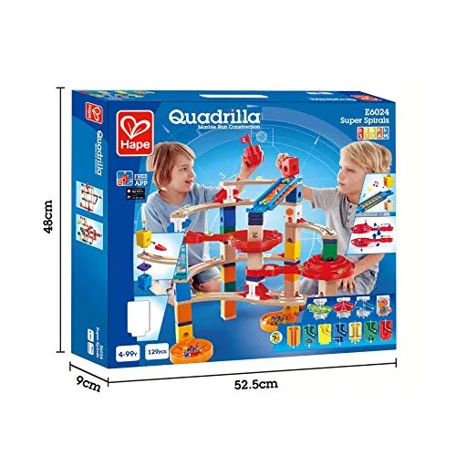 Building Blocks Toy, Hape Wooden Quadrilla Super Spirals Marble Run