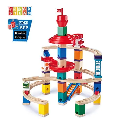 Building Blocks Toy, Hape Wooden Quadrilla Super Spirals Marble Run