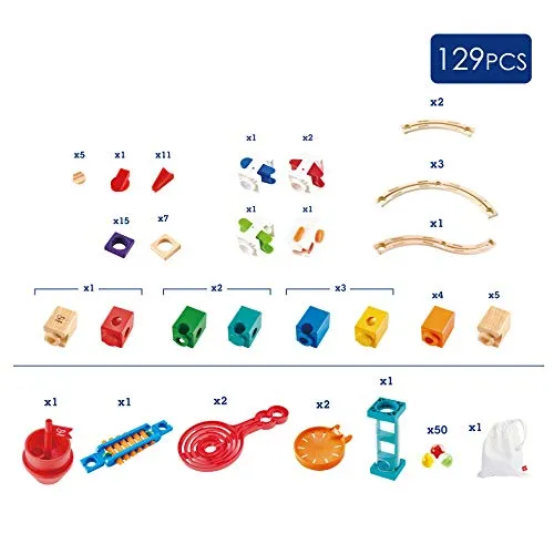 Building Blocks Toy, Hape Wooden Quadrilla Super Spirals Marble Run