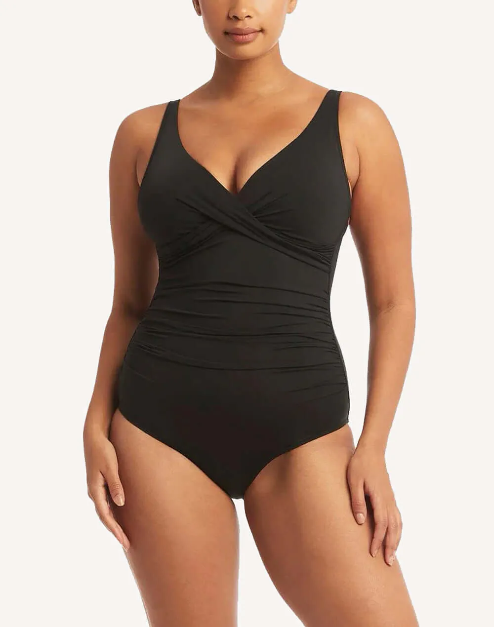 Essentials Cross Front Multifit One Piece Swimsuit