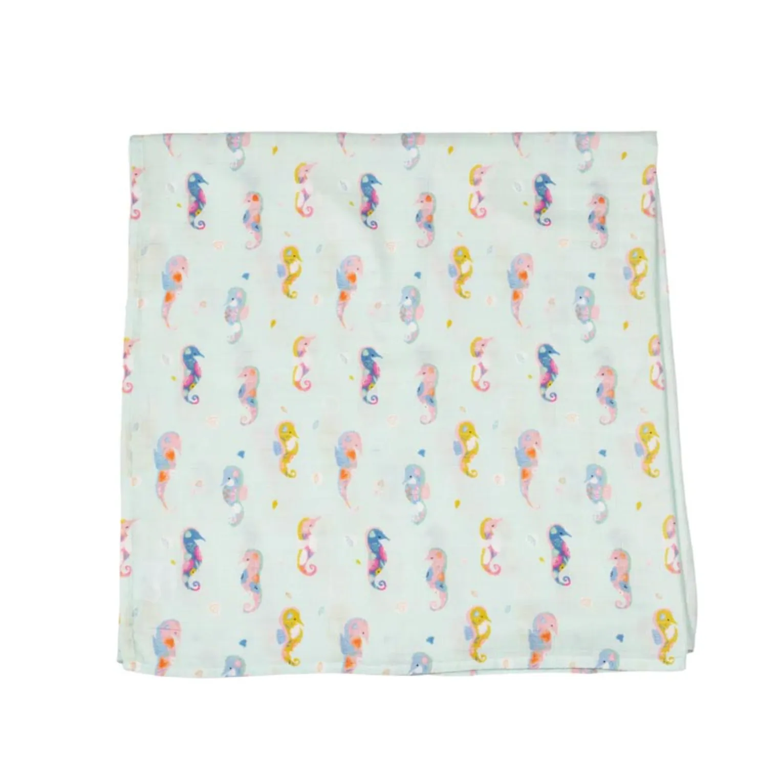 Luxe Muslin Swaddle - Painterly Seahorses by Loulou Lollipop