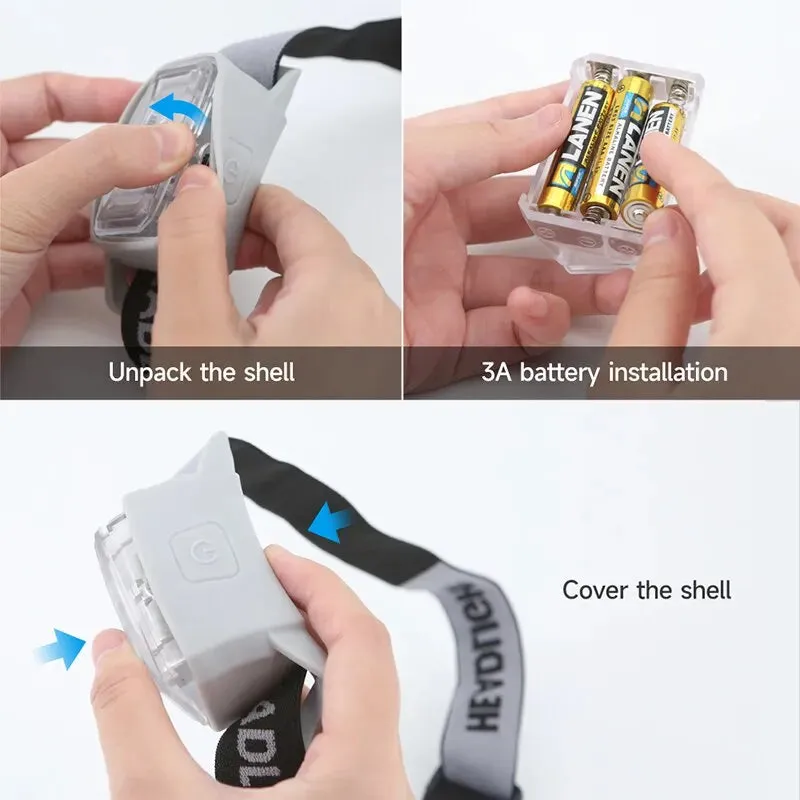 Mini Ultralight Head Lamps IP65 Waterproof 3 Mode Powered Headlight Fishing Hiking Portable Camping Lights With Red Light