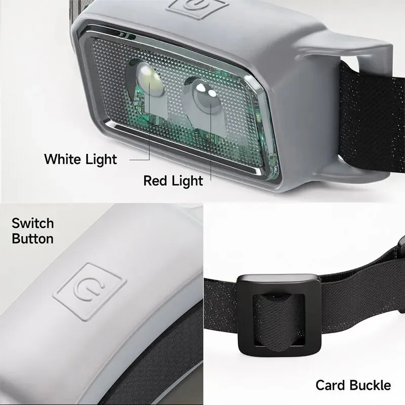 Mini Ultralight Head Lamps IP65 Waterproof 3 Mode Powered Headlight Fishing Hiking Portable Camping Lights With Red Light