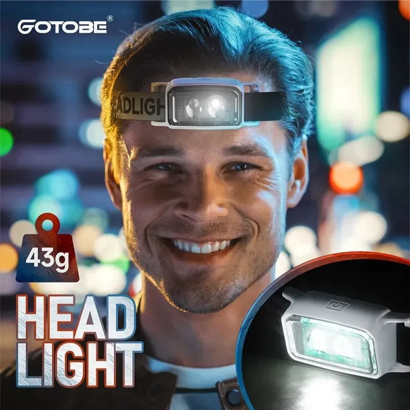 Mini Ultralight Head Lamps IP65 Waterproof 3 Mode Powered Headlight Fishing Hiking Portable Camping Lights With Red Light
