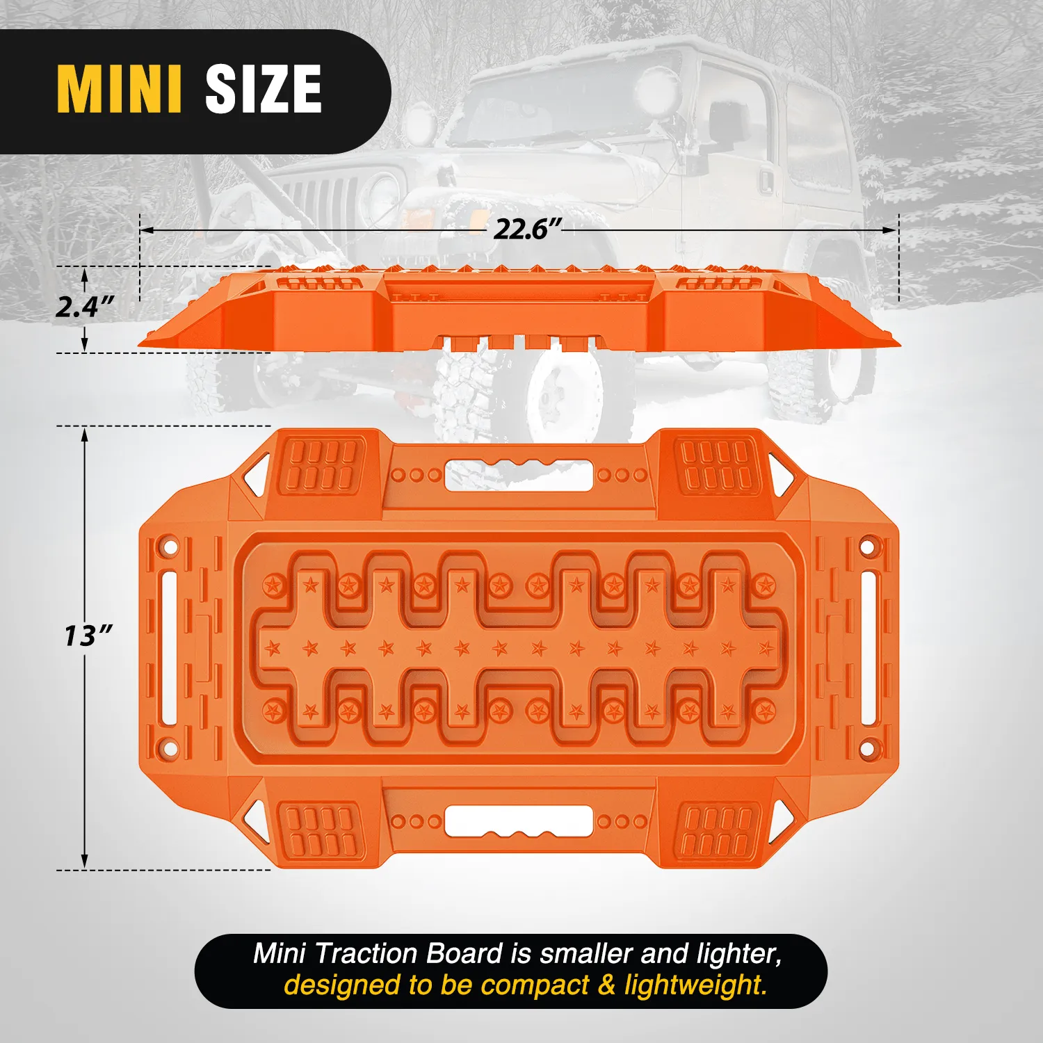 Off-Road Mini Short Recovery Traction Boards For 4WD 4X4 (2PCS Orange)