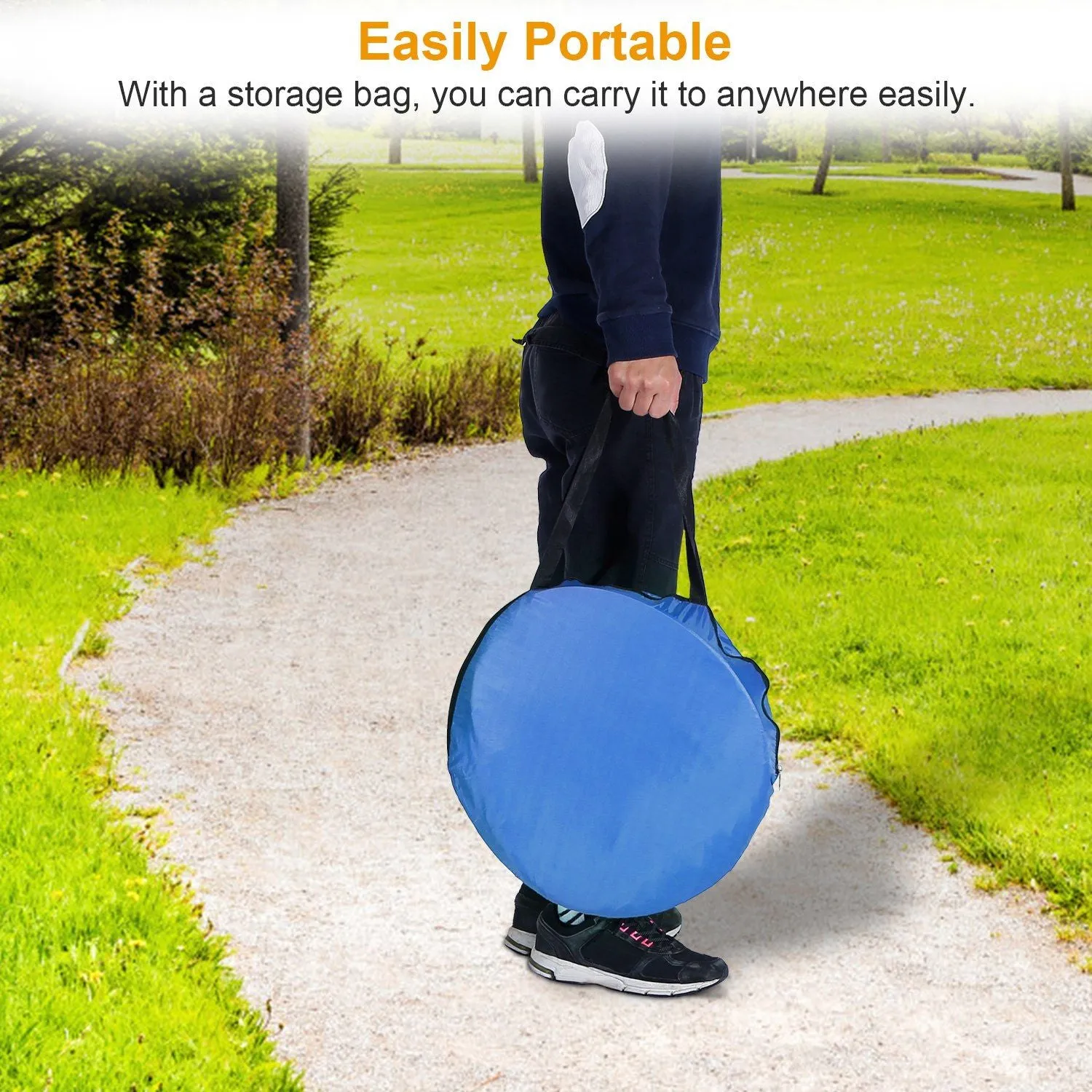 Pop Up Beach Tent Shade Shelter Anti-UV Automatic Pop Up Waterproof Tent Canopy for 2/3 Man with Net Window Storage Bag