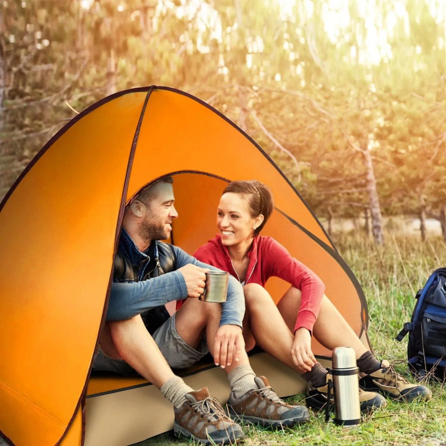 Pop Up Beach Tent Shade Shelter Anti-UV Automatic Pop Up Waterproof Tent Canopy for 2/3 Man with Net Window Storage Bag