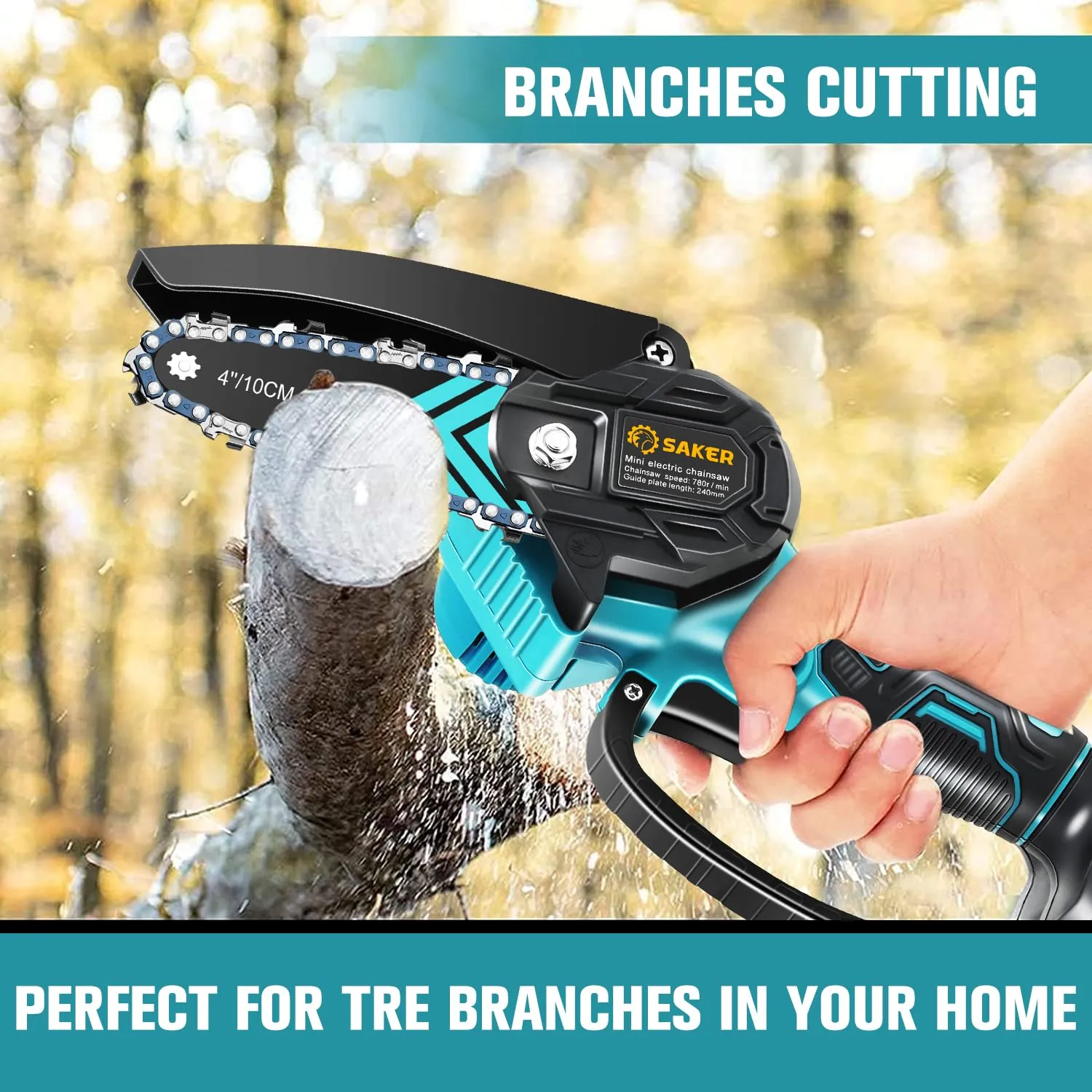 Saker Mini Chainsaw,Portable Electric Chainsaws Cordless,Handheld Chain Saw Pruning Shears Chain Saws for Tree Branches,Courtyard,Household and Garden Gifts for Men Dad Husband Women