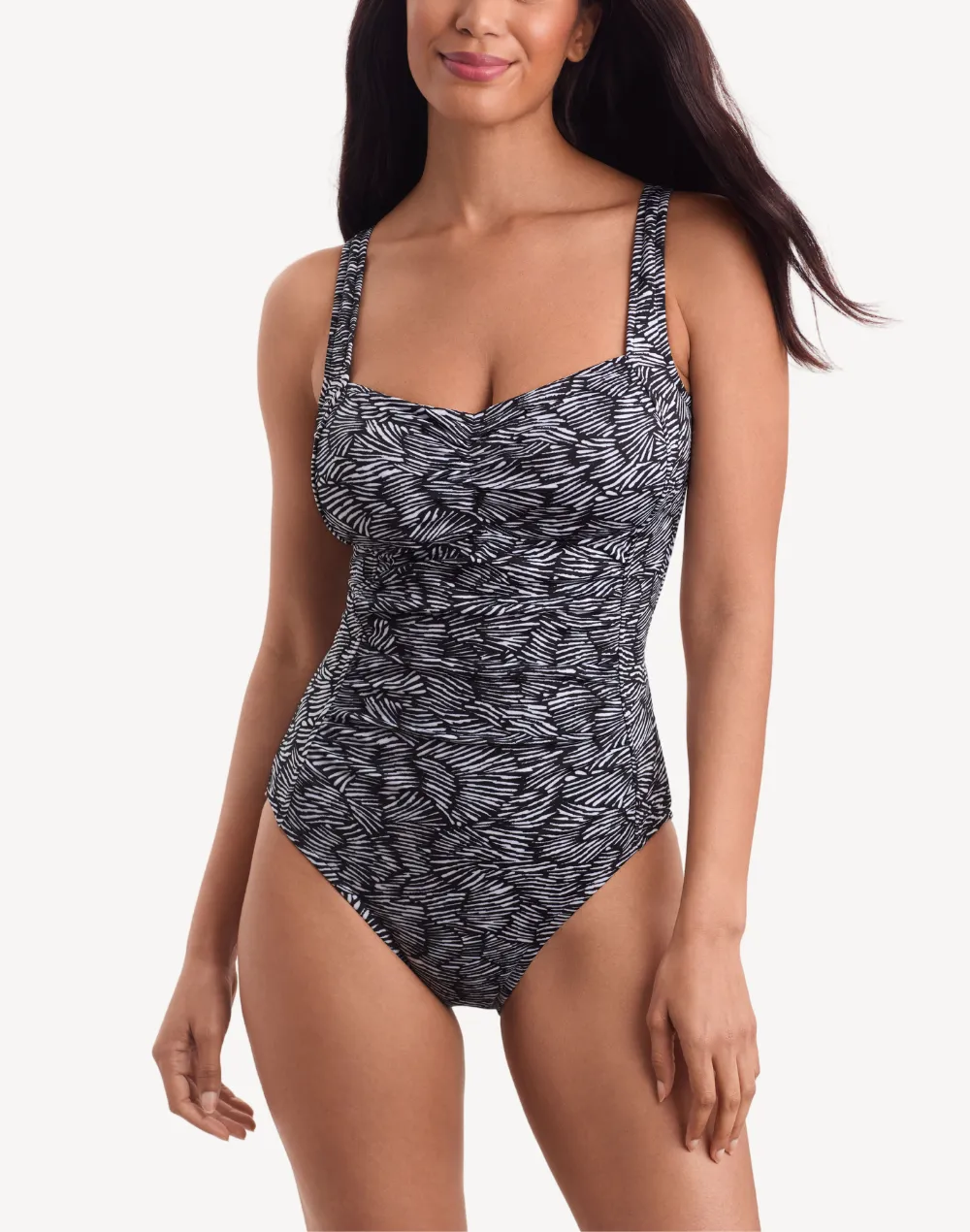 Shifting Shapes Shirred Poyester One Piece Swimsuit