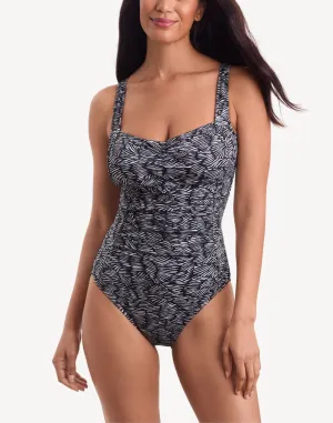 Shifting Shapes Shirred Poyester One Piece Swimsuit