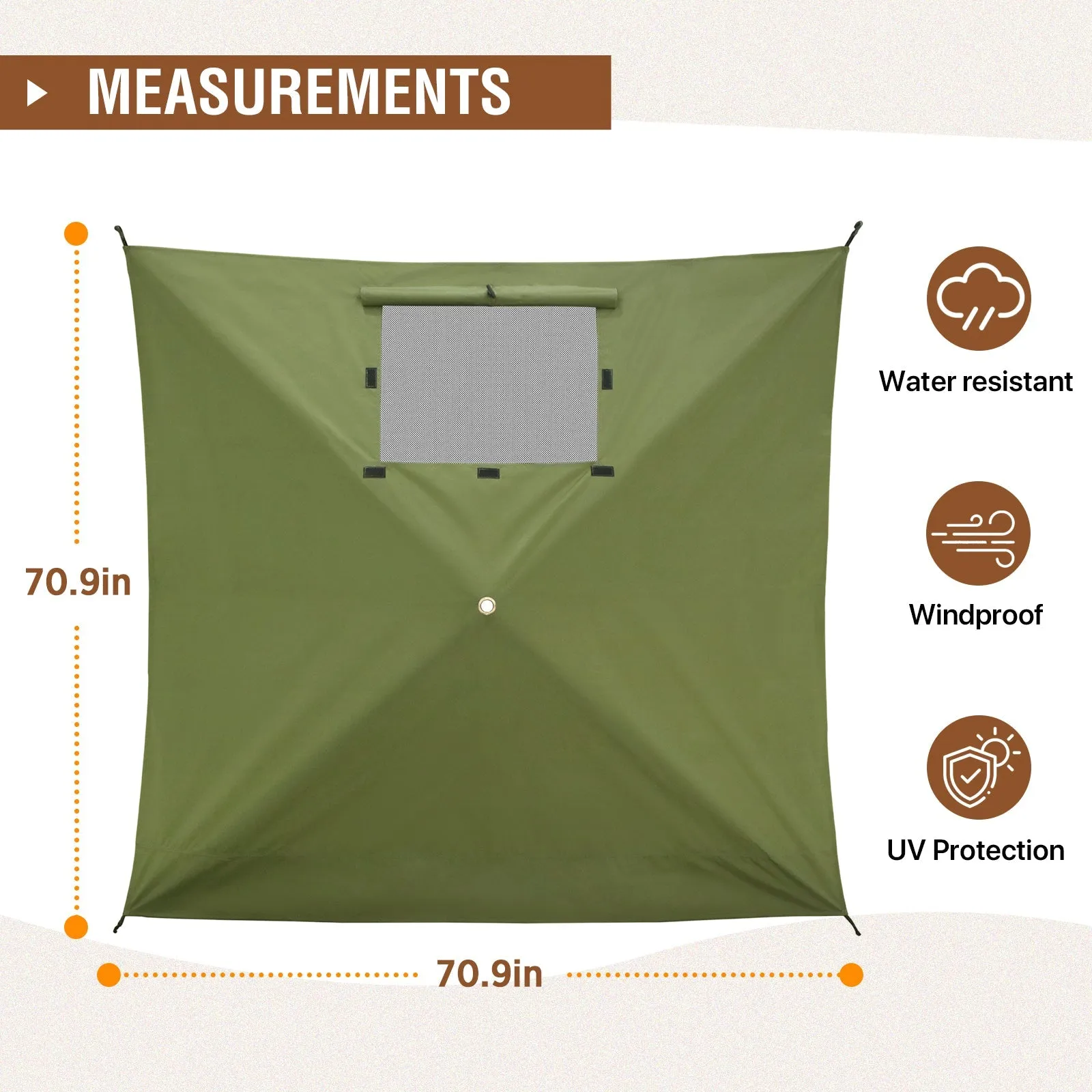 Wind Screen Side Wall Panel with Window,  Beige/Green